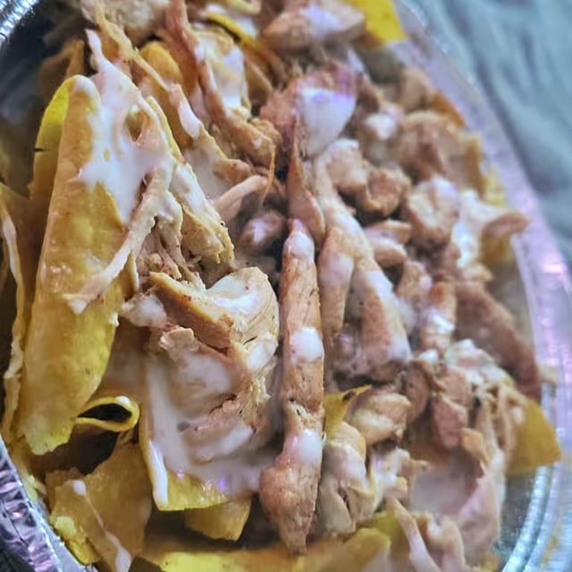 Shredded Chicken Nachos.